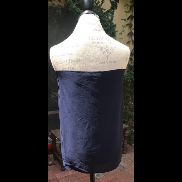 Ralph Lauren 100% Silk Sophisticated Scarf-Like Navy Top Size M - Picture 3 of 9
